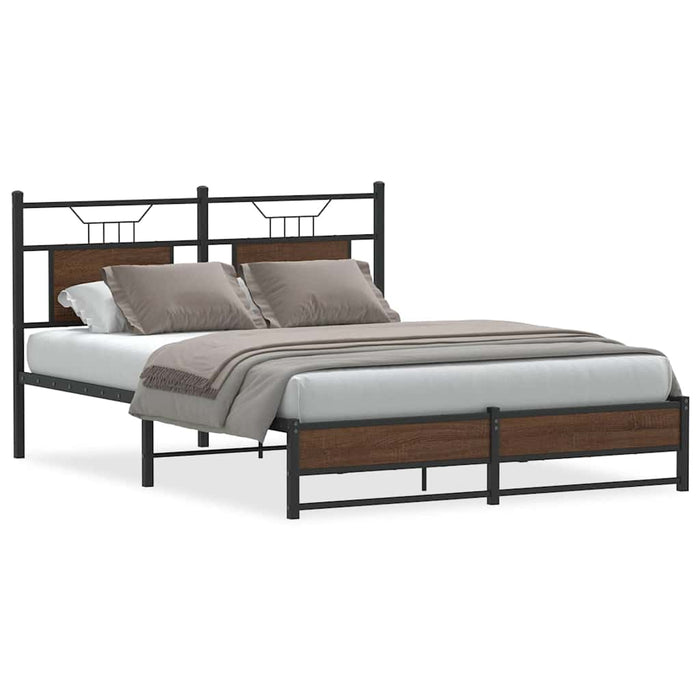 Bed Frame without Mattress Brown Oak 137x190 cm Engineered Wood