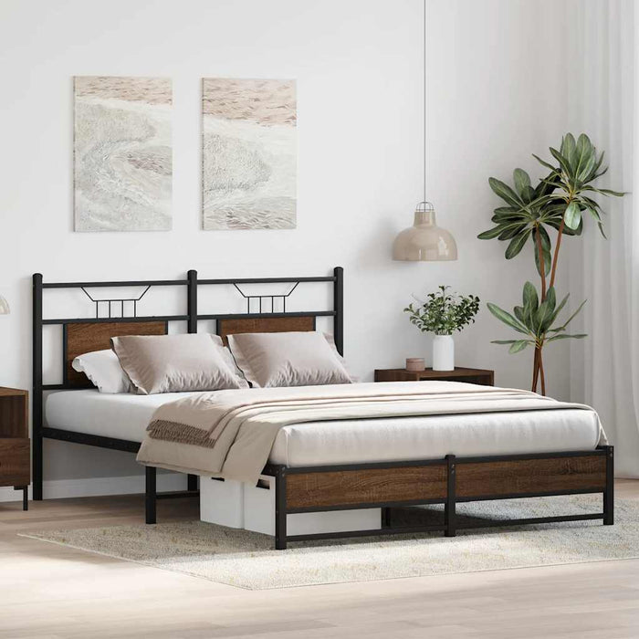 Bed Frame without Mattress Brown Oak 137x190 cm Engineered Wood