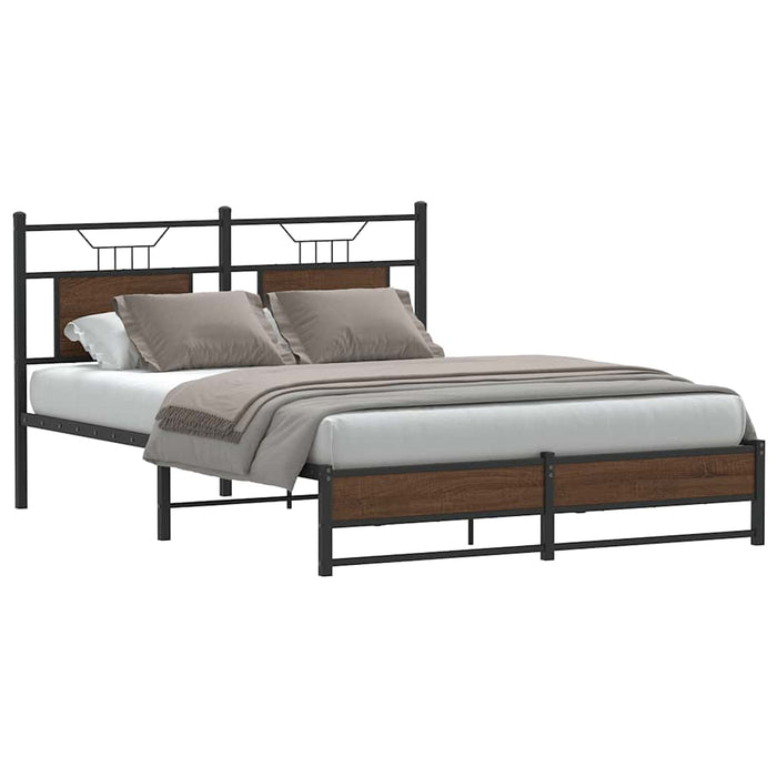 Bed Frame without Mattress Brown Oak 137x190 cm Engineered Wood