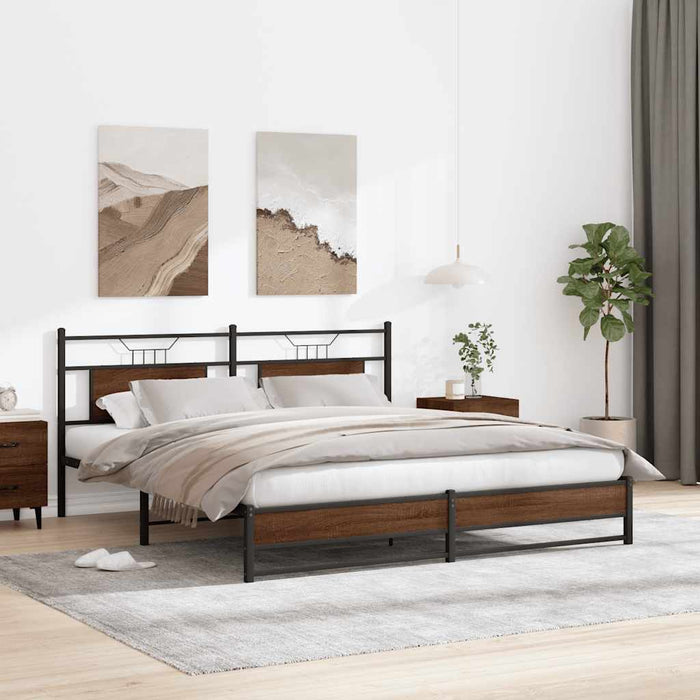 Bed Frame without Mattress Brown Oak 160x200 cm Engineered Wood