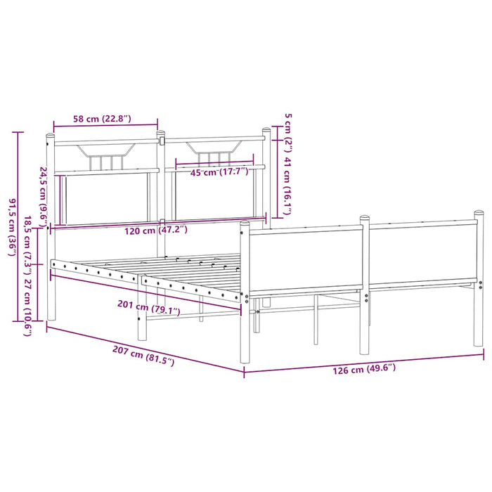 Рамка за легло без матрак кафяв дъб 120x200 см инженерно дърво