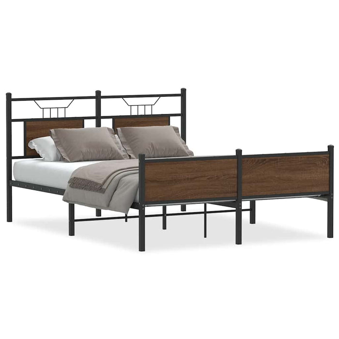 Bed Frame without Mattress Brown Oak 150x200 cm King Size Engineered Wood