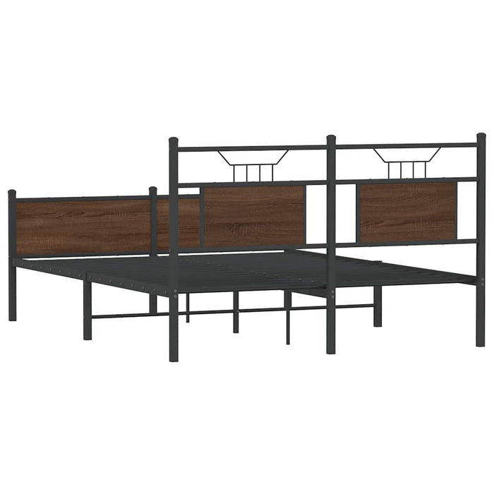 Bed Frame without Mattress Brown Oak 150x200 cm King Size Engineered Wood