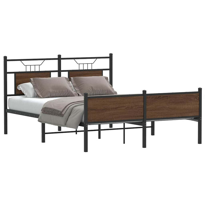 Bed Frame without Mattress Brown Oak 150x200 cm King Size Engineered Wood