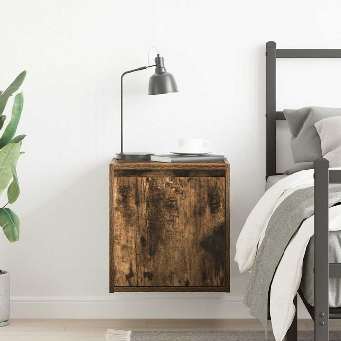 Wall-Mounted Bedside Cabinet Smoked Oak 38x34x40 cm