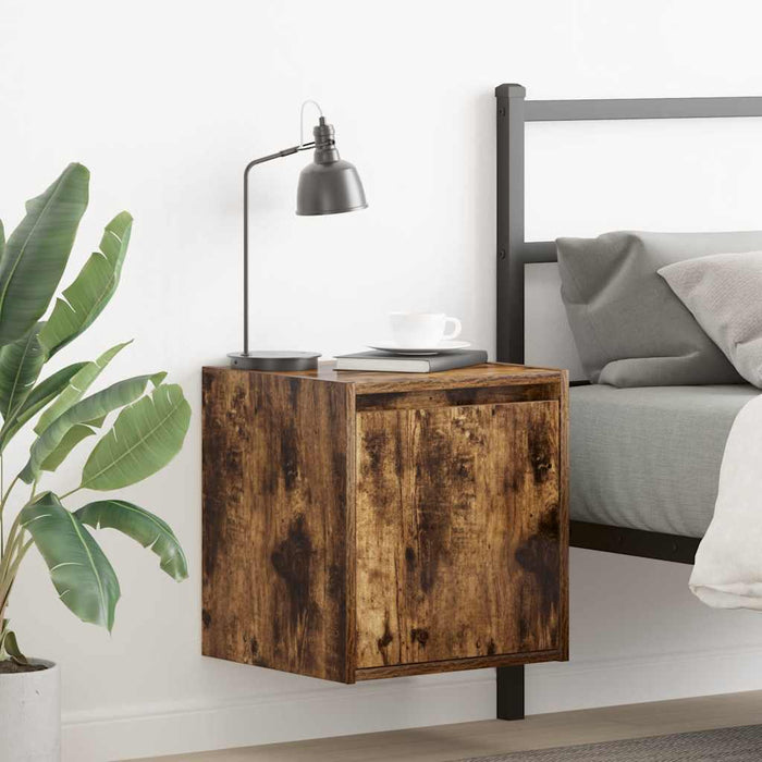 Wall-Mounted Bedside Cabinet Smoked Oak 38x34x40 cm