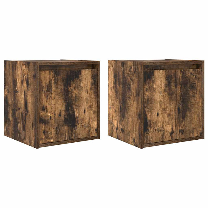 Wall-Mounted Bedside Cabinets 2 pcs Smoked Oak 38x34x40 cm