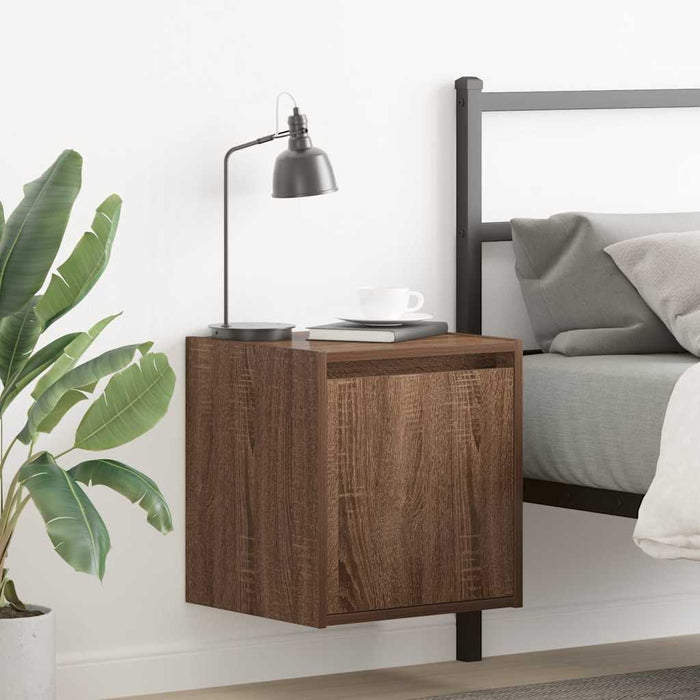 Wall-Mounted Bedside Cabinet Brown Oak 38x34x40 cm