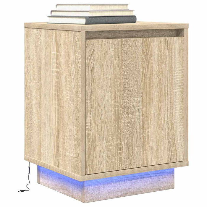 Noptiera cu Lumini LED 2 buc Stejar Sonoma 38x34x50 cm