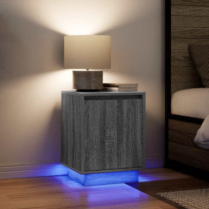 Noptiera cu Lumini LED Gri Sonoma 38x34x50 cm