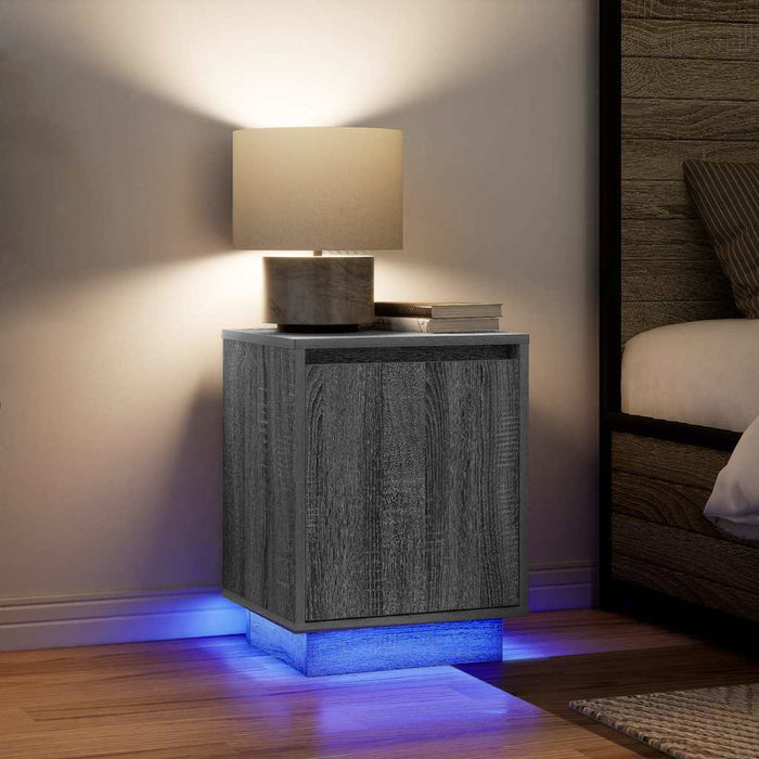 Noptiera cu Lumini LED 2 buc Gri Sonoma 38x34x50 cm