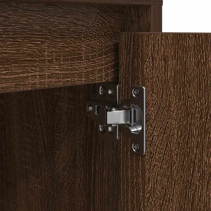 Bedside Cabinet with LED Lights Brown Oak 38x34x50 cm