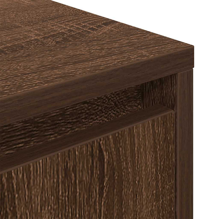 Bedside Cabinet with LED Lights Brown Oak 38x34x50 cm