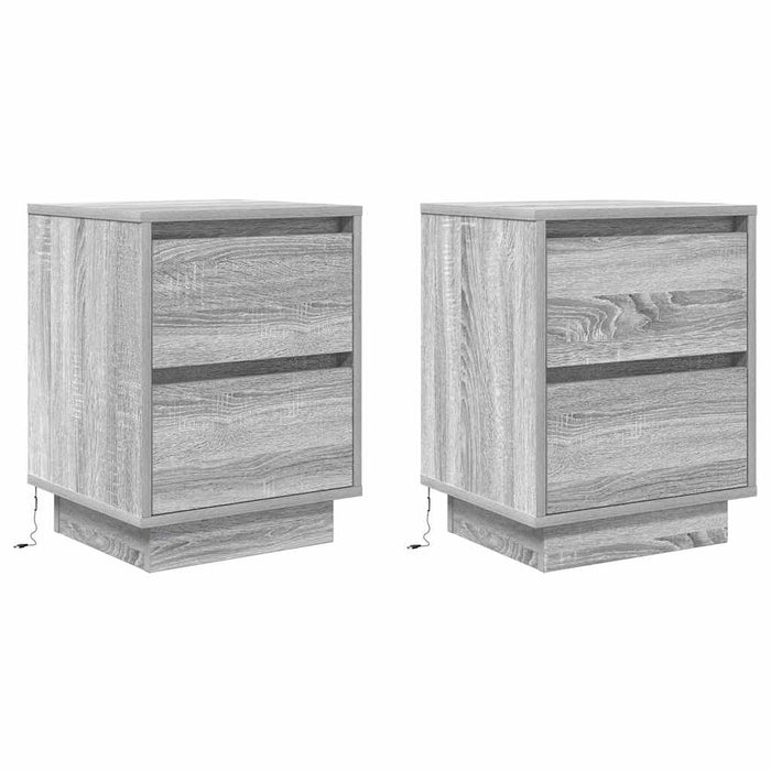 Bedside Cabinets with LED Lights 2 pcs Grey Sonoma 38x34x50 cm