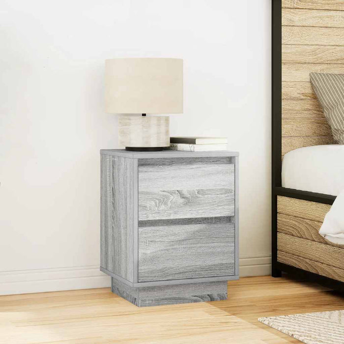 Bedside Cabinets with LED Lights 2 pcs Grey Sonoma 38x34x50 cm