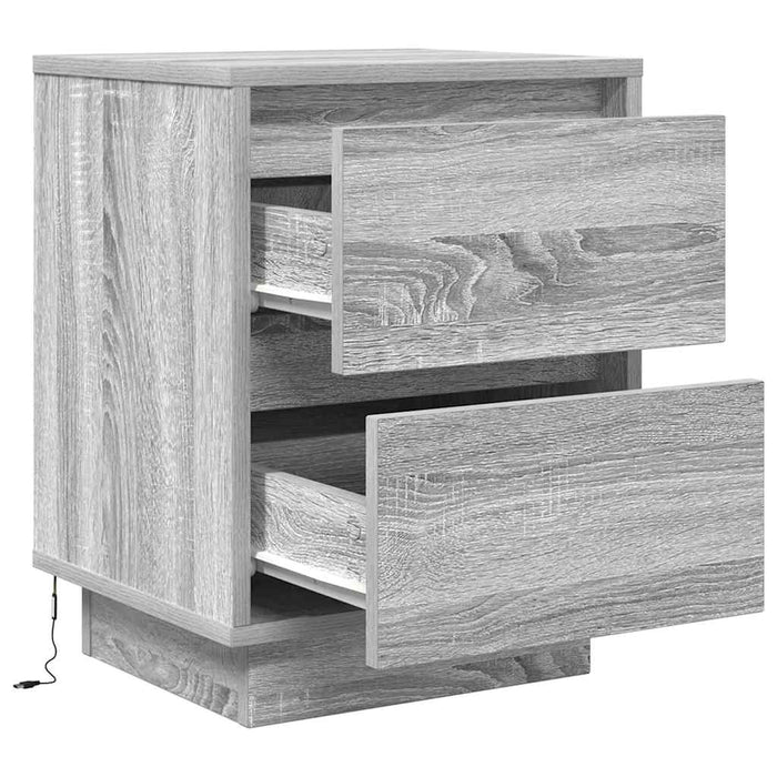 Bedside Cabinets with LED Lights 2 pcs Grey Sonoma 38x34x50 cm