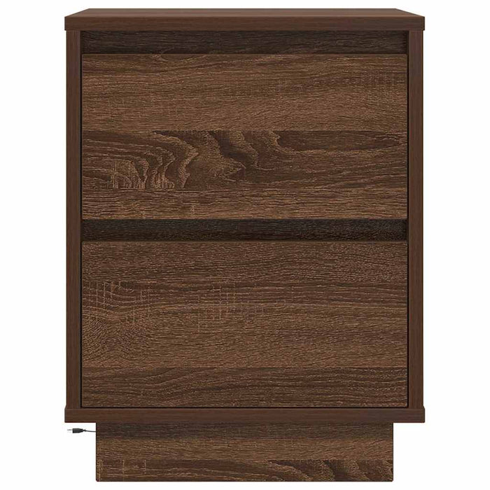 Bedside Cabinet with LED Lights Brown Oak 38x34x50 cm