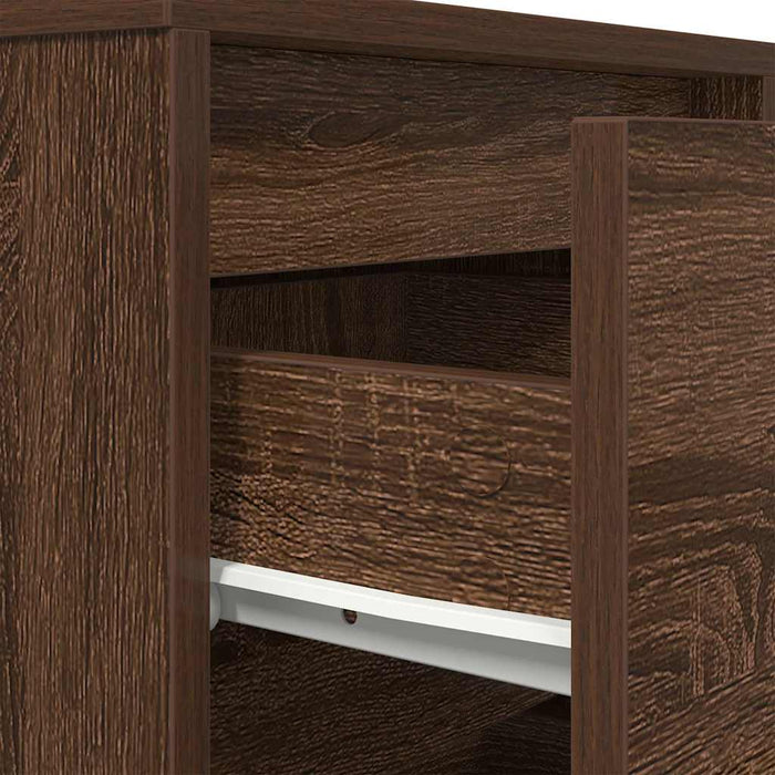 Bedside Cabinet with LED Lights Brown Oak 38x34x50 cm