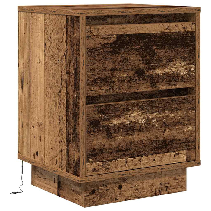 Bedside Cabinet with LED Lights Old Wood 38x34x50 cm