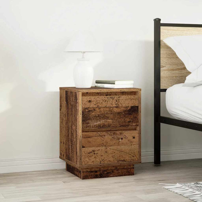 Bedside Cabinet with LED Lights Old Wood 38x34x50 cm