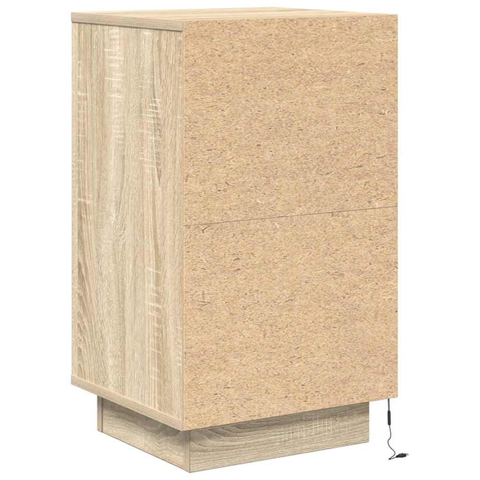 Noptiera cu Lumini LED Stejar Sonoma 38x34x65 cm