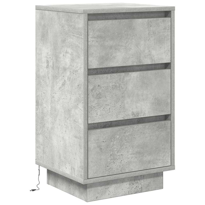 Bedside Cabinet with LED Lights Concrete Grey 38x34x65 cm