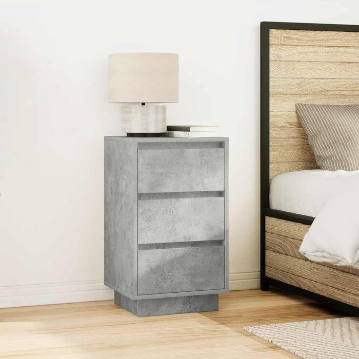 Bedside Cabinet with LED Lights Concrete Grey 38x34x65 cm