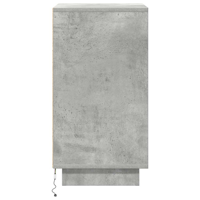 Bedside Cabinet with LED Lights Concrete Grey 38x34x65 cm