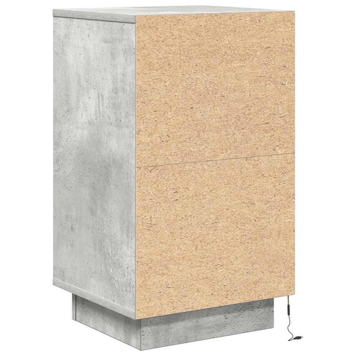 Bedside Cabinet with LED Lights Concrete Grey 38x34x65 cm