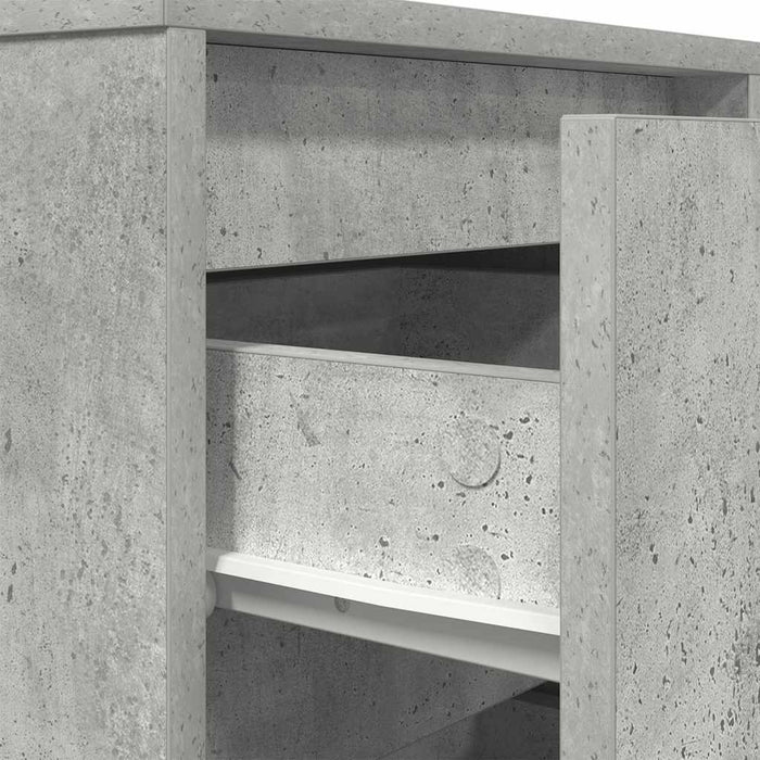 Bedside Cabinet with LED Lights Concrete Grey 38x34x65 cm