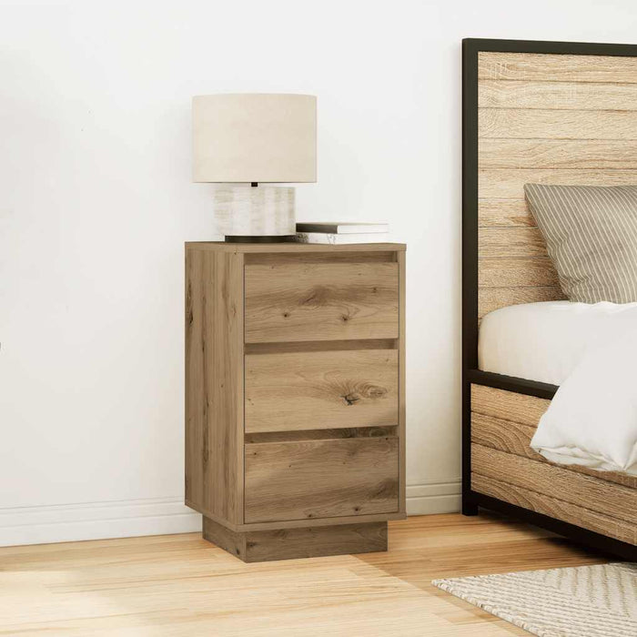 Bedside Cabinet with LED Lights Artisan Oak 38x34x65 cm