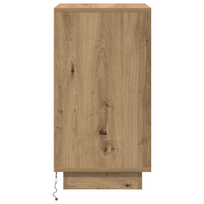 Bedside Cabinet with LED Lights Artisan Oak 38x34x65 cm