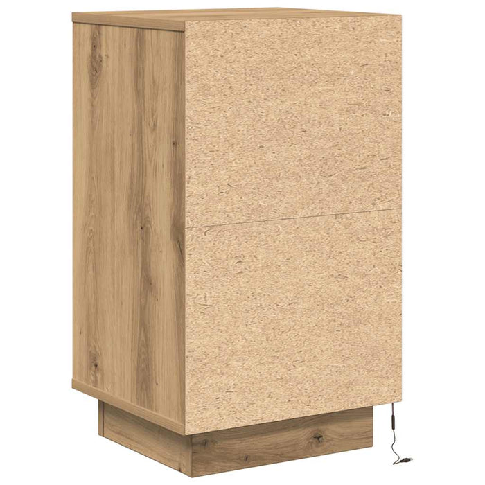 Bedside Cabinet with LED Lights Artisan Oak 38x34x65 cm