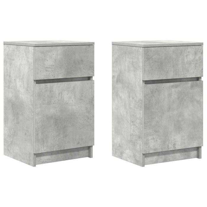 Bedside Cabinets 2 pcs Concrete Grey 39x35x65 cm Engineered Wood