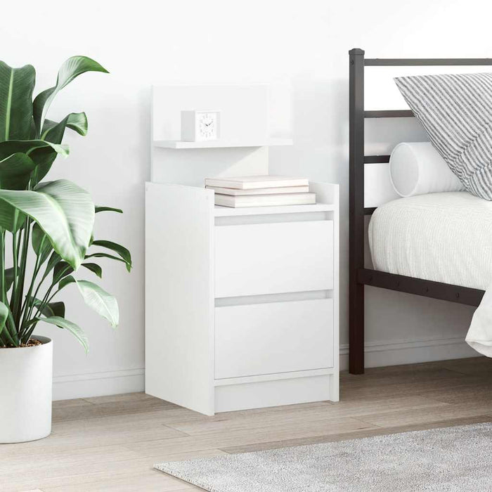 Bedside Cabinet with 2 Drawers White 38x34x80 cm