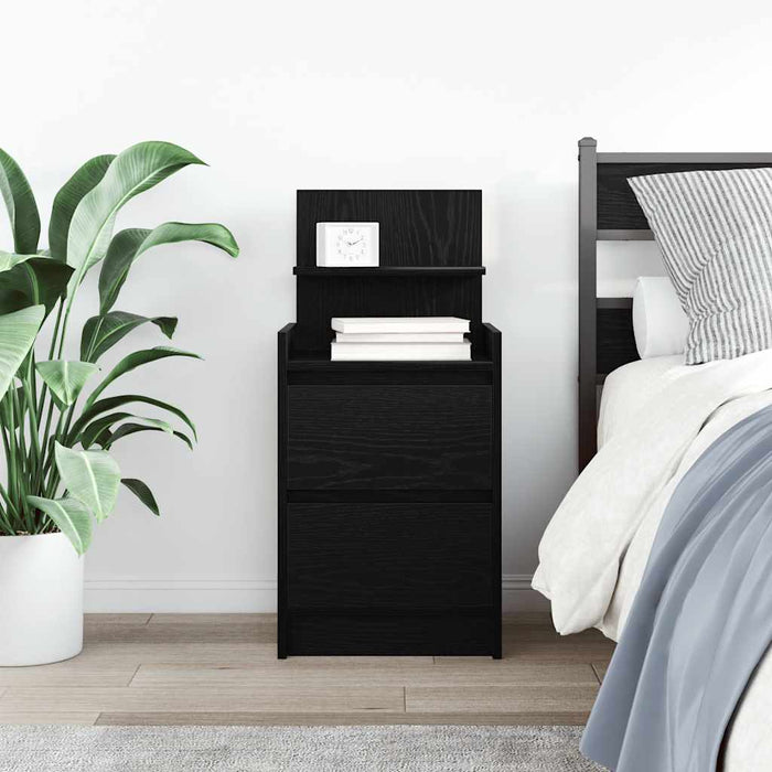 Bedside Cabinet with 2 Drawers Black 38x34x80 cm