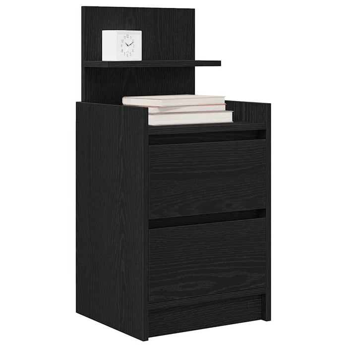 Bedside Cabinet with 2 Drawers Black 38x34x80 cm