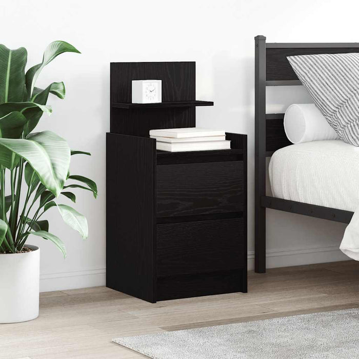 Bedside Cabinet with 2 Drawers Black 38x34x80 cm