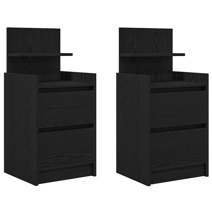 Bedside Cabinets with 2 Drawers 2 pcs Black 38x34x80 cm