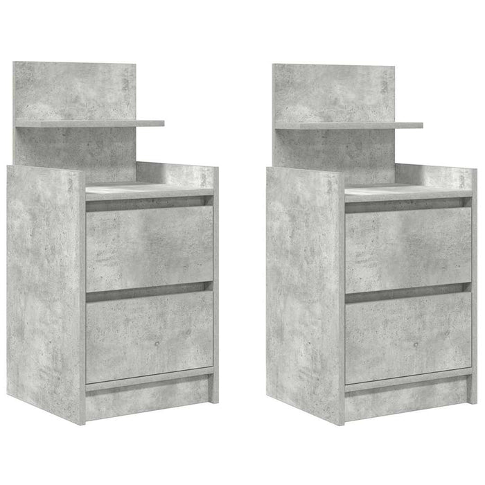 Bedside Cabinets with 2 Drawers 2 pcs Concrete Grey 38x34x80 cm