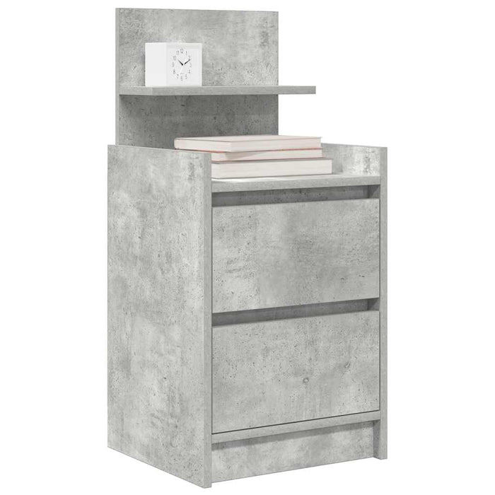 Bedside Cabinets with 2 Drawers 2 pcs Concrete Grey 38x34x80 cm