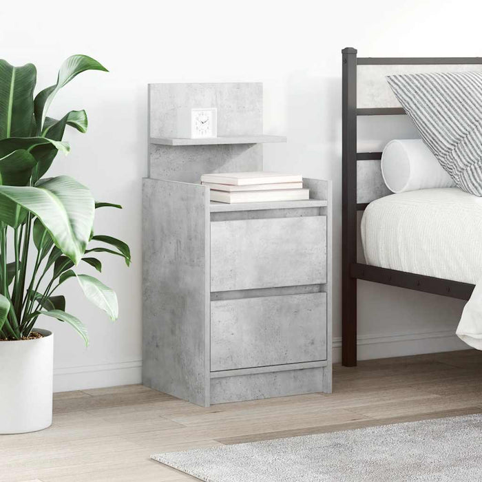 Bedside Cabinets with 2 Drawers 2 pcs Concrete Grey 38x34x80 cm