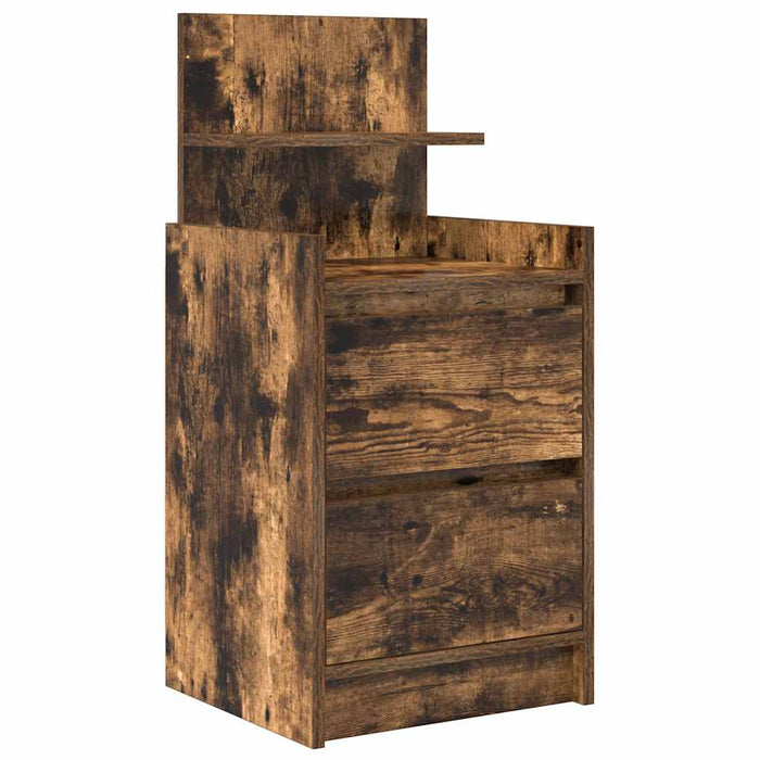 Bedside Cabinet with 2 Drawers Smoked Oak 38x34x80 cm