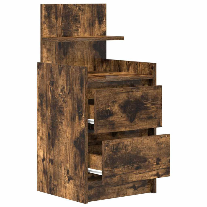 Bedside Cabinet with 2 Drawers Smoked Oak 38x34x80 cm