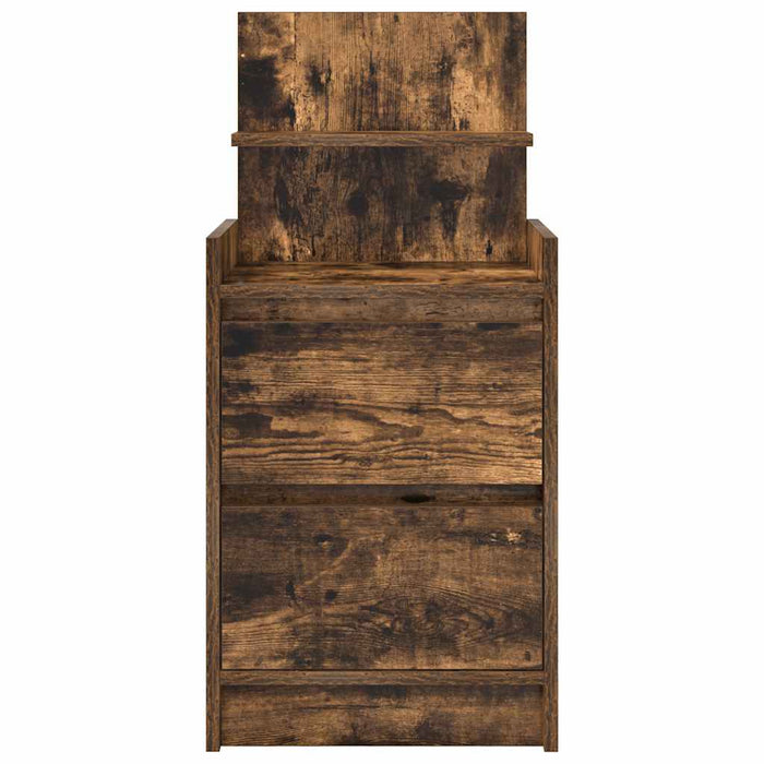 Bedside Cabinet with 2 Drawers Smoked Oak 38x34x80 cm