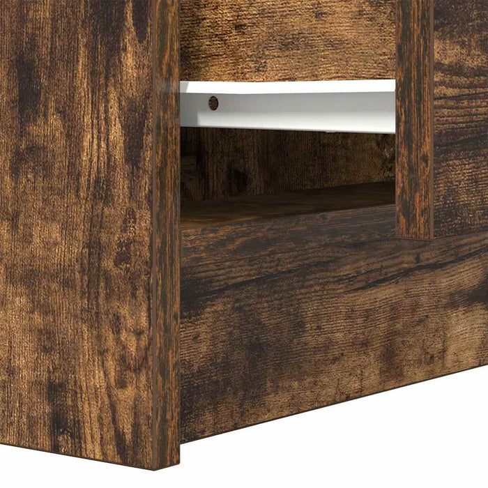 Bedside Cabinet with 2 Drawers Smoked Oak 38x34x80 cm