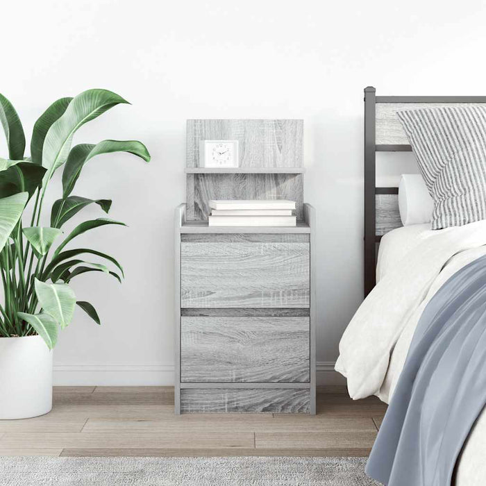 Bedside Cabinet with 2 Drawers Grey Sonoma 38x34x80 cm