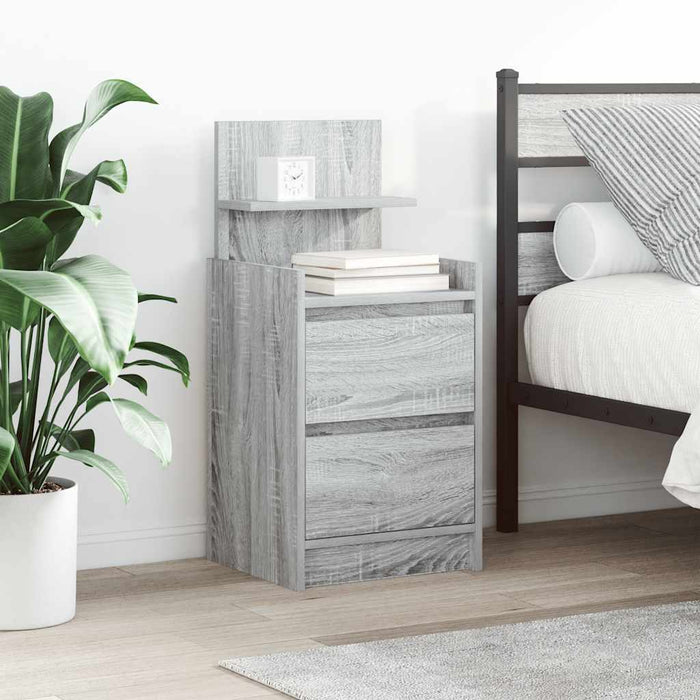 Bedside Cabinet with 2 Drawers Grey Sonoma 38x34x80 cm