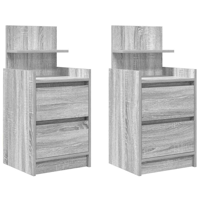 Bedside Cabinets with 2 Drawers 2 pcs Grey Sonoma 38x34x80 cm