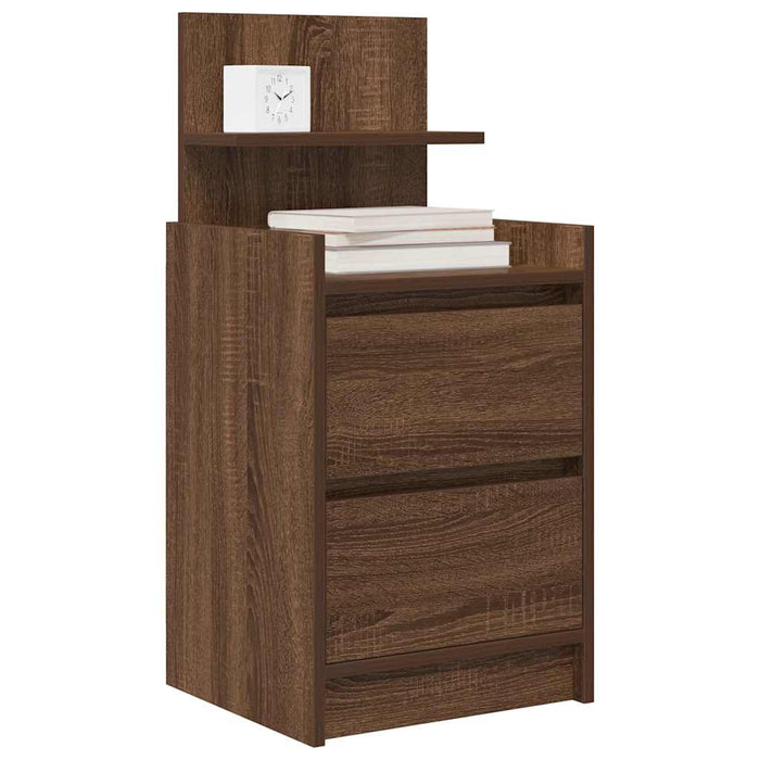 Bedside Cabinets with 2 Drawers 2 pcs Brown Oak 38x34x80 cm